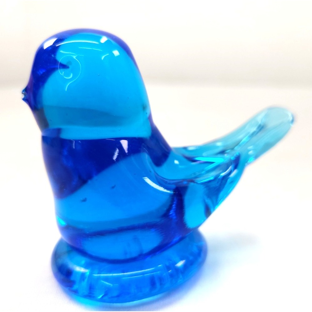 Vintage Glass Bluebird Terra Studios Signed Leo Ward 1986 Art Glass 3.5"